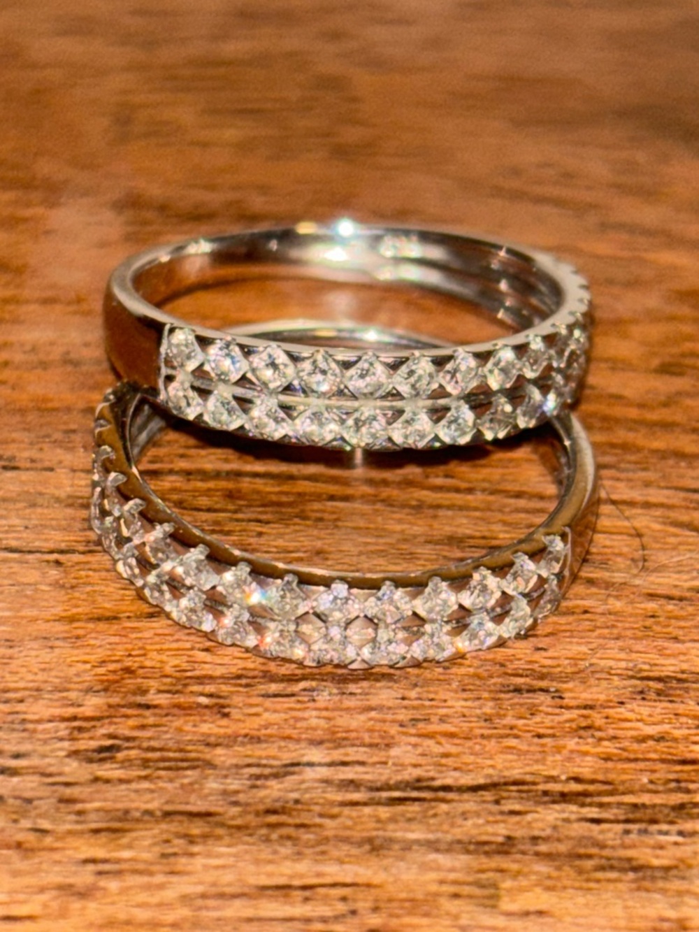 2 REAL diamond ring bands 1/2 caret each.